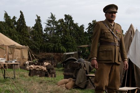 Major Akbar Khan (played by Jack Gill) poses for a portrait in a WW2 historic reenactment scene for "Erased: WW2's Heroes of Color." Major Akbar Khan was the most senior Indian in the British Army during WW2 and a member of Force K6, a little known Indian regiment of mule handlers. Amidst the chaos of Dunkirk and the advancing German Army, the Indian regiment fought for victory and independence. (National Geographic/Harriet Laws Herd)