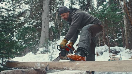 Billy harvests lumber for a home improvement project. (Blue Ant Media/Tara Elwood)