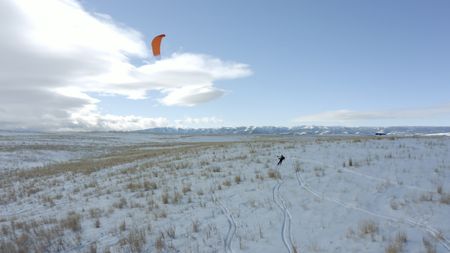 Sarah McNair-Landry kiteboarding in Idaho. (National Geographic/Ross McDonnell)