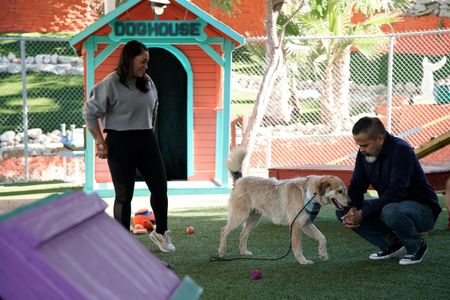 Victoria and Adrian in a walking exercise with Maverick. (National Geographic)