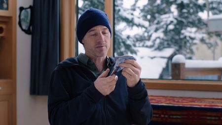 Will Gadd sits down to reflect on his climb of Helmcken Falls; looking closely at the carabiner that nearly cost him his life. (National Geographic)