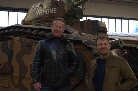 Contributor and Arthur in tank museum. (National Geographic/Ciaran Henry)