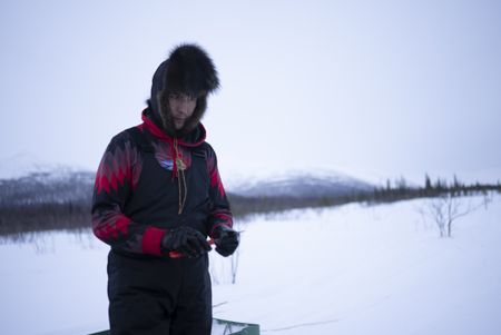 Ricko DeWilde hunting for caribou for himself and the members of his village during the winter season. (BBC Studios Reality Productions, LLC/JR Masters)