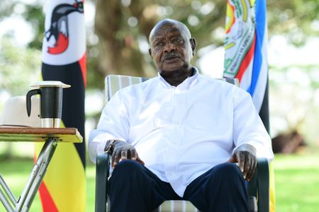 Ugandan President Yoweri Kaguta Museveni during one of his televised addresses to the country on January 16, 2022. He has been in power for at least the last 37 years. He seized power in 1986 after staging guerilla warfare in 1980 that killed at least 500,000 Ugandans.  (photo credit: Lookman Kampala)