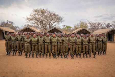 Zimbabwe - Assembly during Akashinga recruit training. (Credit: National Geographic/Kim Butts)