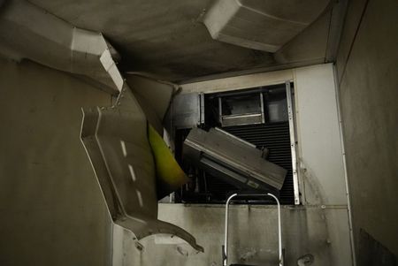 The dismantled reefer unit of a tractor trailer is pictured after it was taken apart by CBP officers to find smuggled contraband in Rio Grande Valley,  Texas. (National Geographic)