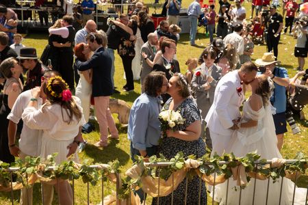 The festival's elopement event provided many couples with what are often once-in-a-lifetime moments—a wedding ceremony and a total solar eclipse. (Credit: Aaron Huey)