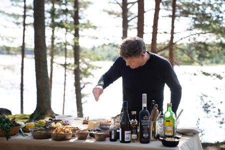 Finland - Gordon Ramsay works on his whitefish during the final cook in Finland. (Credit: National Geographic/Justin Mandel)