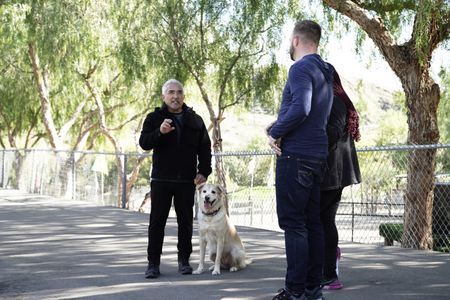 Cesar talks to Ashley and Derek while holding Sansa. (National Geographic)