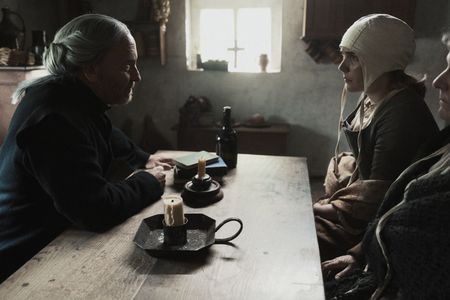 Reverend Sinclair sits with Janet Liston and Elizabeth Sellor. (Dash Productions Services LTD/Antoan Ivanov)