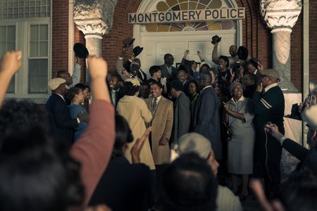 Martin Luther King Jr., played by Kelvin Harrison Jr., and the MIA are released from jail in GENIUS: MLK/X. (National Geographic/Richard DuCree)