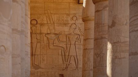 Egyptian murals in the Ramesseum, Luxor, Egypt. (Windfall Films)