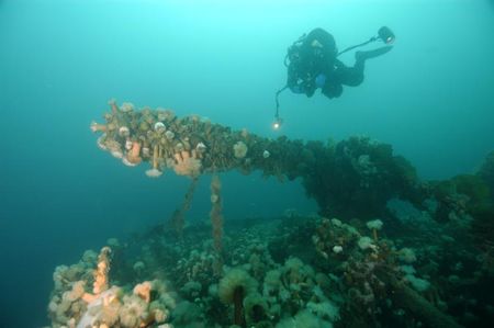 Intriguing shipwrecks and dark underwater tunnels take divers back in time to an unknown chapter on Canadaìs Bell Island. (Credit: Vlada Dekina)