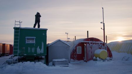 Sue Aikens looking for predators lurking near her camp. (BBC Studios/Michael Cheeseman)