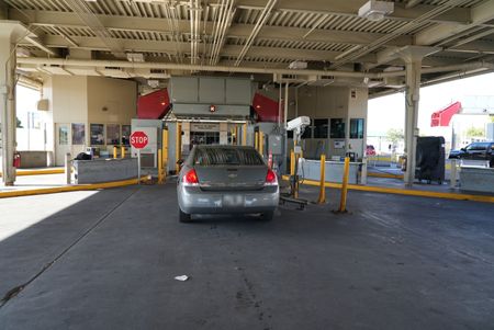 A passenger's vehicle drives through a Z-portal machine in order for any hidden anomalies to be detected in El Paso, Texas. (National Geographic)