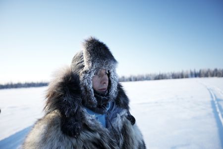 Ricko DeWilde travels around the wilderness setting wolf snares. (BBC Studios Reality Productions, LLC/Ryan Walsh)