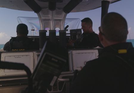 Three CBP Agents ride an Interceptor Class Coastal Interceptor vessel in Fajardo, PR. (Lucky 8 TV)