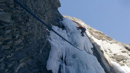 Will Gadd ice climbing in Grotto Canyon.  (mandatory credit: Red Bull Media House)