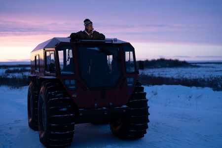 Sue Aikens is on the lookout for ptarmigan and rabbits as an opportunity to gather subsistence food during the winter season. (BBC Studios Reality Productions, LLC/Jayce Kolinski)