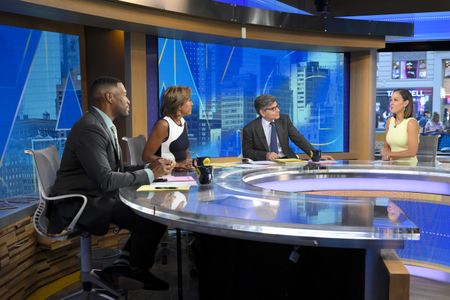 MICHAEL STRAHAN, ROBIN ROBERTS, GEORGE STEPHANOPOULOS, EVA PILGRIM