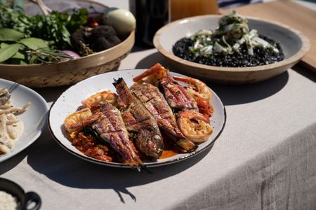 Croatia - Croatian Puttanesca with grilled Red Mullet and Shrimp. (Credit: National Geographic/Justin Mandel)