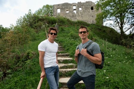 James Marsden and Antoni Porowski stand for a portrait while hiking in Bavaria. (National Geographic/Bernd Schuller)