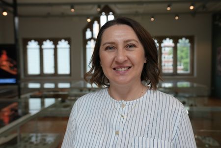 Dr Iwona J. Kozieradzka-Ogunmakin poses for a portrait at the Manchester Museum in Manchester, UK. (Windfall Films)