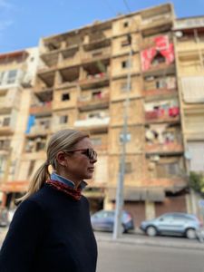 Mariana van Zeller walking through Beirut. (Credit: National Geographic)