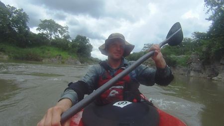 Ben Stookesberry kayaks down a calm section of river.  (mandatory photo credit: Benjamin Stookesberry)