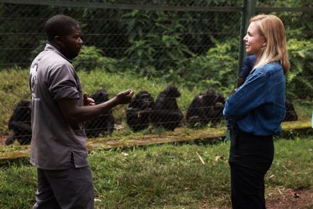 Mariana van Zeller speaks with the team at the Lwiro Sanctuary. (National Geographic for Disney)