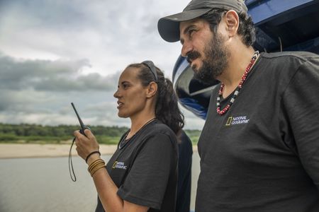 National Geographic Explorers Andressa Scabin and João Campos-Silva work with local communities on the Juruá River, a tributary of the Amazon. (credit: National Geographic/André Dib)