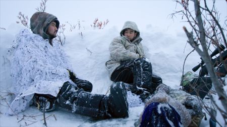 Gage and Avery Hoffman hunt for prime fur animals during the winter. (BBC Studios/Danny Day)