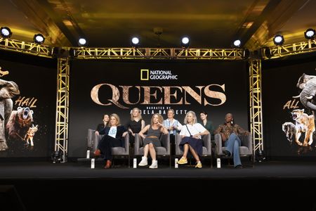 2024 TCA WINTER PRESS TOUR  - Jen Guyton, Vanessa Berlowitz, Erin Ranney, Chloë Sarosh, Justine Evans, Sophie Darlington, Morgan Kibby, and Faith Musembi from the “Queens” panel at the National Geographic presentation during the 2024 TCA Winter Press Tour at the Langham Huntington on February 8, 2024 in Pasadena, California. (National Geographic/PictureGroup)