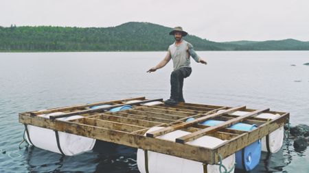 Matty tests out his floating dock. (Blue Ant Media)