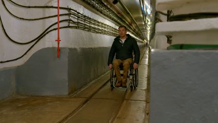 Arthur Williams is pictured inside Fort Schoenenbourg in Eastern France. (National Geographic)