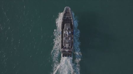 CBP AMO boat paves it's way through the water in Fajardo. P.R. (Lucky 8 TV/Ivan Leon)