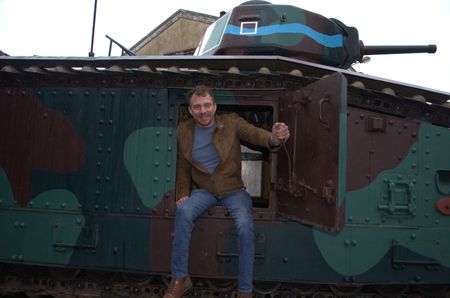 Arthur Williams leaning outside tank. (National Geographic/Ciaran Henry)