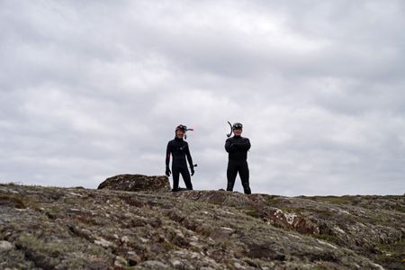 Stevie and Gordon Ramsay prepare to go coasteering. (National Geographic/Justin Mandel)