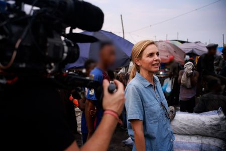 Mariana van Zeller and the crew enter a market in the Democratic Republic of the Congo. (National Geographic for Disney)