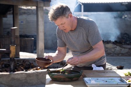 Oaxaca, Mexico - Gordon Ramsay puts finishing touches on Chili Relleno during the final cook in Oaxaca, Mexico. (Credit: National Geographic/Justin Mandel)