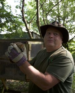 Martin holding a hedgehog. (Big Wave Productions)