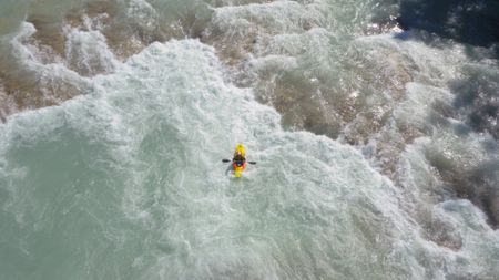 Gerd Serrasolses kayaks through whitewater.  (mandatory photo credit: Rush Sturges / River Roots Productions)