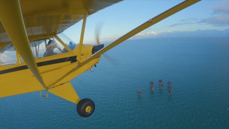 Arthur Williams, flying towards Redsands Forts, Kent, UK. (National Geographic)