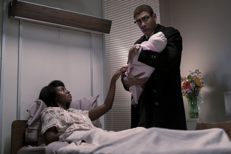 Betty, played by Jayme Lawson, and Malcolm, played by Aaron Pierre, welcome their newborn baby in GENIUS: MLK/X. (National Geographic/Richard DuCree)