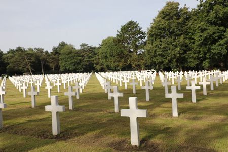 Graves are marked with white crosses at the Normandy American Cemetery in France. (National Geographic/Shianne Brown)