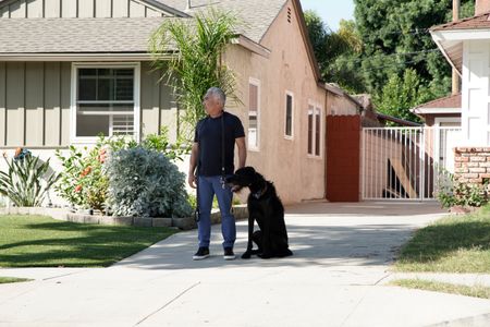 Cesar Millan standing with Lloyd. (National Geographic)