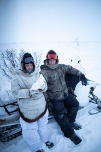 Agnes and Chip Hailstone hunt ptarmigan for their dinner. (BBC Studios Reality Productions, LLC/Pedro Delbrey)