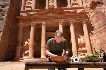Gordon Ramsay during the final cook at Petra, Jordan. (National Geographic/Justin Mandel)