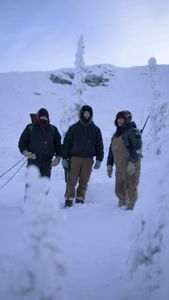 Jody Potts-Joseph, Sean Goebel and Jevaughn Joseph hunt caribou in the White Mountains. (National Geographic/Ashton Hurlburt)
