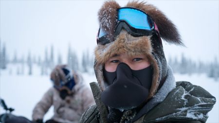 Avery Hoffman travels through a ground blizzard with his brother, Gage Hoffman. (BBC Studios/Danny Day)